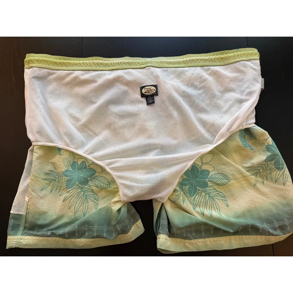 Tommy Bahama Swim Trunks Mens XXL‎ Green/Yellow Mesh-Lined Board Shorts
